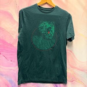 Goodfellow M Forest Green Crewneck T-shirt Grizzly Bear Mountain Chic Preppy